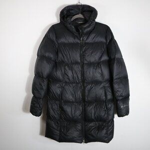 Eddie Bauer Luna Peak Down Parka Puffer Coat Womens Large Black Feather Down 550
